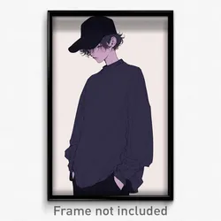 Anime Art Poster - Man Feeling Loopy Wearing Brash Black Headwear