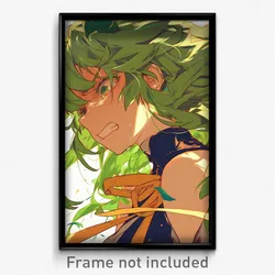 Anime Art Poster - Girl Feeling Unsettled Wearing Green Yellow Ribbon (Print)