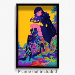 Anime Art Poster - Woman Feeling Moody, Flamboyant High Heel Boots (Print)