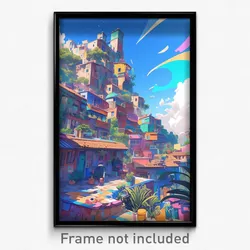Art Poster - Pretty Rooftops (Psychedelic Trippy Weird 11x17 Cartoon Print)