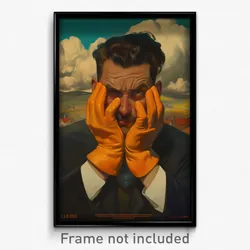 Icelandic Movie Poster - Man Feeling Miserable, Superb Orange Gloves (Art Print)