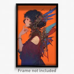 Art Poster - Girl Feeling Indifference Wearing Silly Mechanical Wings (Print)