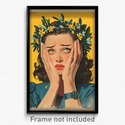 Icelandic Movie Poster - Girl Feeling Exasperated, Fluid Head Wreath (Art Print)