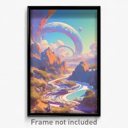 Movie Art Poster - Swirly Canyon (Psychedelic Trippy Retro Cartoon Film Print)