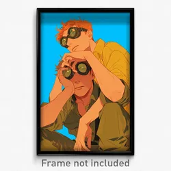 Art Poster - Boys Feeling Assertive Wearing Loutish Orange Goggles