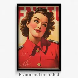 French Movie Poster - Woman Feeling Infatuation, Cherry Military Uniform (Print)