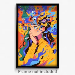 Art Poster - Girl Feeling Astonished Wearing Merry Egg Hair Ornament (Print)