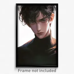 Anime Art Poster - Man Feeling Insightful Wearing Flippant Black Sweater (Print)