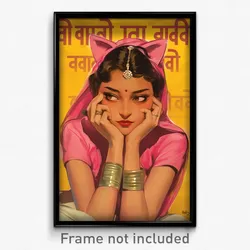 Bollywood Movie Poster - Girl Feeling Kind, Pink Cat Ear (India Hindi Art Print)