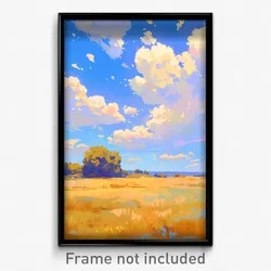 Art Poster - Sky Blue Pasture (Psychedelic Trippy Weird 11x17 Print)