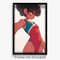 Anime Art Poster - Boy Feeling Melancholy, Impeccable Highleg Leotard (Print)