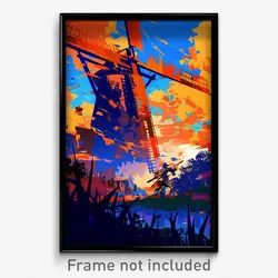 Art Poster - Warlike Windmill (Psychedelic Trippy Weird 11x17 Cartoon Print)