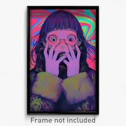 Anime Art Poster - Girl Feeling Shocked Wearing Steel Fur Scarf (Print)