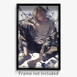 Anime Art Poster - Boy Feeling Uneasiness Wearing Cluttered Grey Pants (Print)