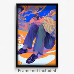 Art Poster - Man Feeling Worried Wearing Thrifty Baggy Pants (Print)