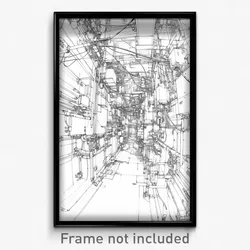 Art Poster - Complex Wire Frame Corridor (Psychedelic Trippy Weird 11x17 Print)