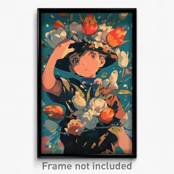 Anime Art Poster - Boy Feeling Humility Wearing Oddball Tulip Hat (Print)