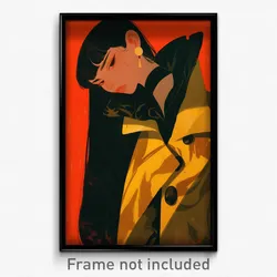 Art Poster - Woman Feeling Indignant, Outlandish Collared Coat (Art Print)