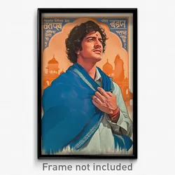 Bollywood Movie Poster - Boy Feeling Pleasure, Bubbly Blue Cape (Art Print)