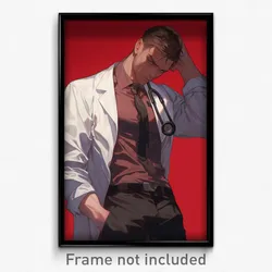 Anime Art Poster - Man Feeling Dumbstruck Wearing Genuine Black Necktie (Print)