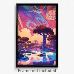Art Poster - Imaginary Exotic Area (Psychedelic Trippy Weird 11x17 Print)