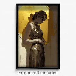 Art Poster - Girl Feeling Aversion Wearing Metallic Sleeveless Dress (Art Print)