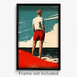 Icelandic Movie Poster - Boy Feeling Self Pity, Lively Red Shorts (Art Print)