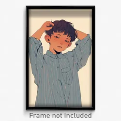 Art Poster - Boy Feeling Irritated Wearing Interesting Tented Shirt (Print)