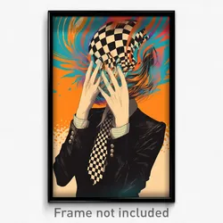 Movie Art Poster - Girl Feeling Regret, Soft Checkered Necktie (Film Print)