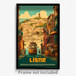 Hebrew Movie Poster - Bustling Lisbon (Israel Psychedelic Art Retro Film Print)