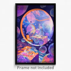 Art Poster - Bubbly Ballroom (Psychedelic Trippy Weird 11x17 Cartoon Print)