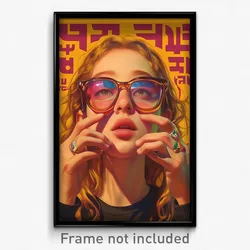 Hebrew Movie Poster - Girl Feeling Gratitude, Gripping Eyewear Strap (Art Print)