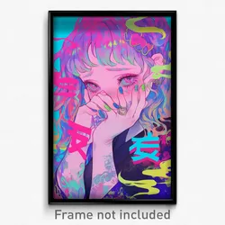 Anime Art Poster - Girl Feeling Dismay Wearing Sturdy Moon Ornament (Print)