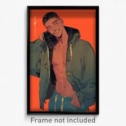Anime Art Poster - Man Feeling Satisfaction, Interesting Hooded Jacket (Print)