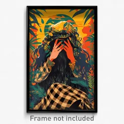 Brazilian Movie Poster - Woman Feeling Astonished, Upbeat Plaid (Art Print)