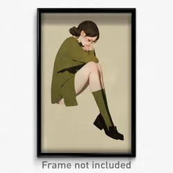 Anime Art Poster - Woman Feeling Empathy Wearing Grandiose Green Socks (Print)