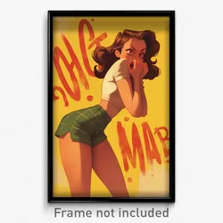 Spanish Movie Poster - Woman Feeling Mad, Grizzled Puffy Shorts (Art Print)