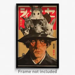 German Movie Poster - Man Feeling Cowardly, Different Animal Hat (Art Print)