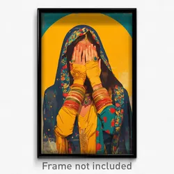 Bollywood Movie Poster - Woman Feeling Stuck, Old Fashioned Fingerless Gloves