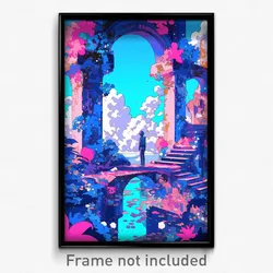 Art Poster - Narrow Reservoir (Psychedelic Trippy Weird 11x17 Cartoon Print)