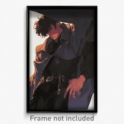 Anime Art Poster - Man Feeling Vicious Wearing Thick Grey Capelet (Print)