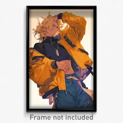 Anime Art Poster - Boys Feeling Aggressive Wearing Nostalgic Adjusting Clothes