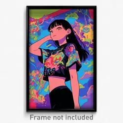 Art Poster - Girl Feeling Optimistic, Immaterial Cropped Shirt (Art Print)
