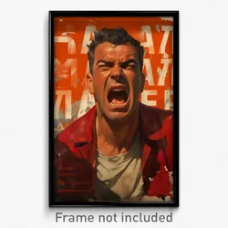 Greek Movie Poster - Man Feeling Frustrated, Red Collared Jacket (Art Print)
