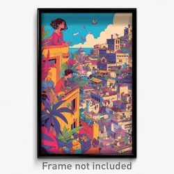 Bollywood Movie Poster - Whimsical Spanish City (India Hindi Film Art Print)