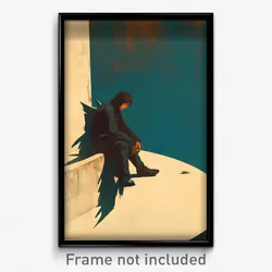 Movie Art Poster - Man Feeling Despair, Oddball Winged Footwear (Film Print)