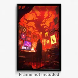 Art Poster - Haunting Record Store (Psychedelic Trippy Weird 11x17 Print)