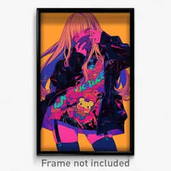 Anime Art Poster - Girl Feeling Charity Wearing Well Made Black Jacket (Print)