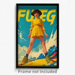 French Movie Poster - Girl Feeling Fury, Zigzag Yellow Footwear (Art Print)