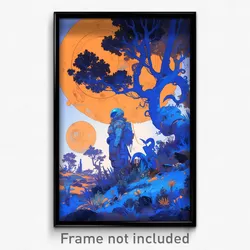 Art Poster - A Group Of Space Explorers Landing On An Alien Planet, With Strange